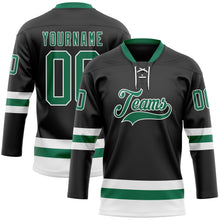 Charger l&#39;image dans la galerie, Custom Black Kelly Green-White Hockey Lace Neck Jersey
