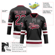 Charger l&#39;image dans la galerie, Custom Black Crimson-White Hockey Lace Neck Jersey
