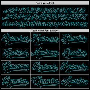 Custom Black Teal Hockey Lace Neck Jersey