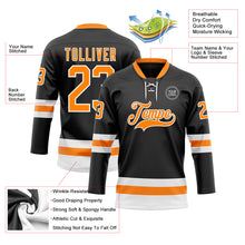 Charger l&#39;image dans la galerie, Custom Black Bay Orange-White Hockey Lace Neck Jersey
