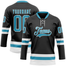 Charger l&#39;image dans la galerie, Custom Black Panther Blue-White Hockey Lace Neck Jersey
