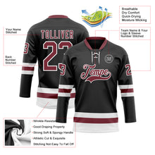 Charger l&#39;image dans la galerie, Custom Black Burgundy-White Hockey Lace Neck Jersey
