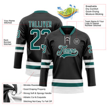 Charger l&#39;image dans la galerie, Custom Black Midnight Green-White Hockey Lace Neck Jersey
