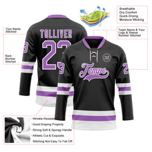 Charger l&#39;image dans la galerie, Custom Black Medium Purple-White Hockey Lace Neck Jersey
