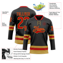 Charger l&#39;image dans la galerie, Custom Black Red-Old Gold Hockey Lace Neck Jersey
