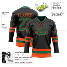 Загрузить изображение в средство просмотра галереи, Custom Black Kelly Green-Orange Hockey Lace Neck Jersey
