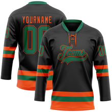 Загрузить изображение в средство просмотра галереи, Custom Black Kelly Green-Orange Hockey Lace Neck Jersey
