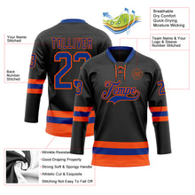 Загрузить изображение в средство просмотра галереи, Custom Black Royal-Orange Hockey Lace Neck Jersey
