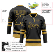 Загрузить изображение в средство просмотра галереи, Custom Black Old Gold Hockey Lace Neck Jersey
