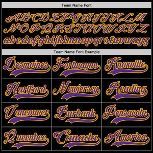 Custom Black Purple-Gold Hockey Lace Neck Jersey