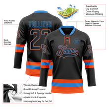 Загрузить изображение в средство просмотра галереи, Custom Black Powder Blue-Orange Hockey Lace Neck Jersey
