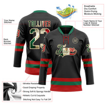 Загрузить изображение в средство просмотра галереи, Custom Black Vintage Mexican Flag Cream Red-Kelly Green Hockey Lace Neck Jersey
