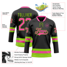 Загрузить изображение в средство просмотра галереи, Custom Black Pink-Neon Green Hockey Lace Neck Jersey
