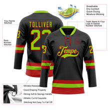 Загрузить изображение в средство просмотра галереи, Custom Black Neon Green-Red Hockey Lace Neck Jersey
