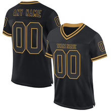 Load image into Gallery viewer, Custom Black Old Gold Mesh Authentic Throwback Football Jersey
