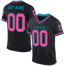 Загрузить изображение в средство просмотра галереи, Custom Black Pink-Teal Mesh Authentic Throwback Football Jersey
