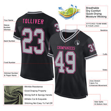 Laden Sie das Bild in den Galerie-Viewer, Custom Black Gray-Pink Mesh Authentic Throwback Football Jersey
