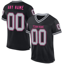 Laden Sie das Bild in den Galerie-Viewer, Custom Black Gray-Pink Mesh Authentic Throwback Football Jersey
