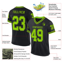 Charger l&#39;image dans la galerie, Custom Black Neon Green Mesh Authentic Throwback Football Jersey
