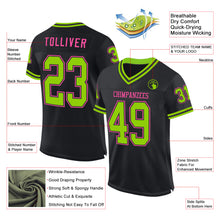 Charger l&#39;image dans la galerie, Custom Black Neon Green-Pink Mesh Authentic Throwback Football Jersey
