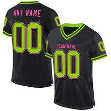 Charger l&#39;image dans la galerie, Custom Black Neon Green-Pink Mesh Authentic Throwback Football Jersey
