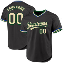 Load image into Gallery viewer, Custom Black Cream Green-Royal Authentic Throwback Baseball Jersey
