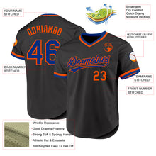 Load image into Gallery viewer, Custom Black Royal-Orange Authentic Throwback Baseball Jersey
