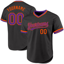 Load image into Gallery viewer, Custom Black Purple-Orange Authentic Throwback Baseball Jersey
