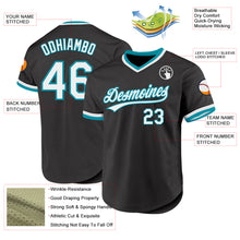 Load image into Gallery viewer, Custom Black White-Teal Authentic Throwback Baseball Jersey
