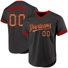 Load image into Gallery viewer, Custom Black Camo-Red Authentic Throwback Baseball Jersey
