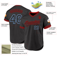 Load image into Gallery viewer, Custom Black Light Blue-Red Authentic Throwback Baseball Jersey
