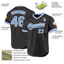 Load image into Gallery viewer, Custom Black Light Blue-White Authentic Throwback Baseball Jersey
