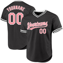 Load image into Gallery viewer, Custom Black Medium Pink-White Authentic Throwback Baseball Jersey
