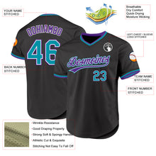 Load image into Gallery viewer, Custom Black Teal-Purple Authentic Throwback Baseball Jersey
