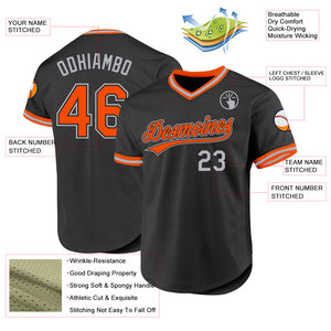 Custom Black Orange-Gray Authentic Throwback Baseball Jersey