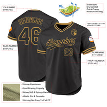 Load image into Gallery viewer, Custom Black Old Gold Authentic Throwback Baseball Jersey
