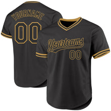 Load image into Gallery viewer, Custom Black Old Gold Authentic Throwback Baseball Jersey
