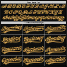 Load image into Gallery viewer, Custom Black Old Gold Authentic Throwback Baseball Jersey
