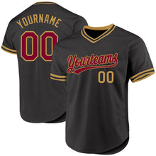 Load image into Gallery viewer, Custom Black Maroon-Old Gold Authentic Throwback Baseball Jersey
