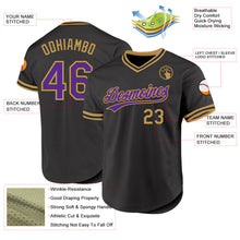 Load image into Gallery viewer, Custom Black Purple-Old Gold Authentic Throwback Baseball Jersey
