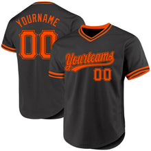 Load image into Gallery viewer, Custom Black Orange Authentic Throwback Baseball Jersey
