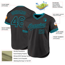 Laden Sie das Bild in den Galerie-Viewer, Custom Black Teal Authentic Throwback Baseball Jersey
