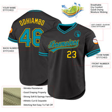 Load image into Gallery viewer, Custom Black Teal-Yellow Authentic Throwback Baseball Jersey
