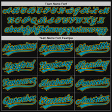 Load image into Gallery viewer, Custom Black Teal-Yellow Authentic Throwback Baseball Jersey
