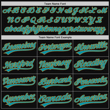 Load image into Gallery viewer, Custom Black Teal-Old Gold Authentic Throwback Baseball Jersey
