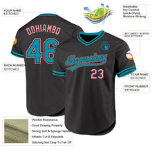 Load image into Gallery viewer, Custom Black Teal-Medium Pink Authentic Throwback Baseball Jersey
