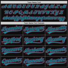 Load image into Gallery viewer, Custom Black Neon Pink-Teal Authentic Throwback Baseball Jersey
