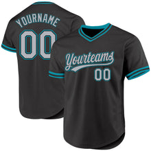 Load image into Gallery viewer, Custom Black Gray-Teal Authentic Throwback Baseball Jersey
