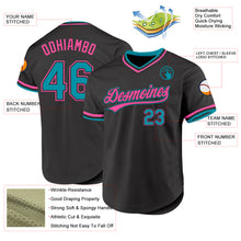 Load image into Gallery viewer, Custom Black Teal-Pink Authentic Throwback Baseball Jersey
