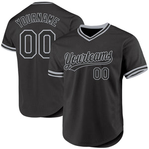 Custom Black Gray Authentic Throwback Baseball Jersey